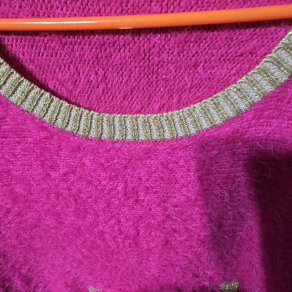 Juicy Couture Pink Fuzzy Sweater with Gold Trim - Picture 2 of 4